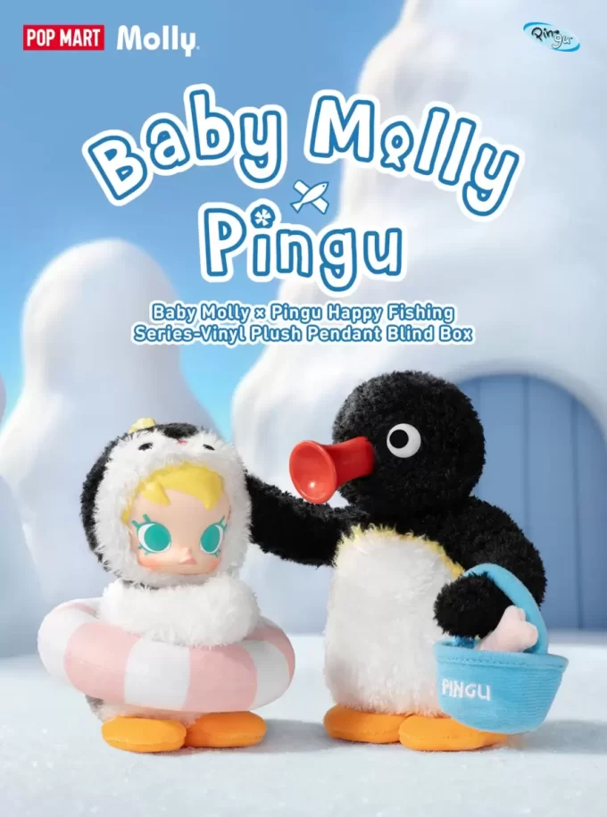 Baby Molly × Pingu Happy Fishing-serien – vinylplysjanheng – blindboks