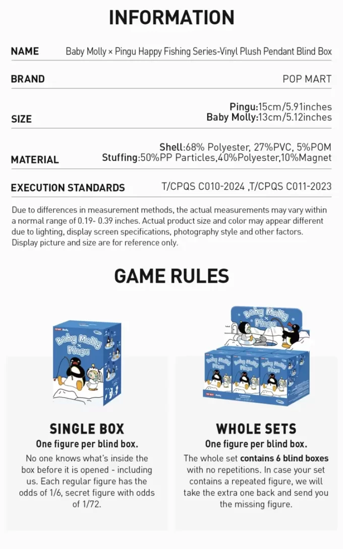 Baby Molly × Pingu Happy Fishing-serien – vinylplysjanheng – blindboks