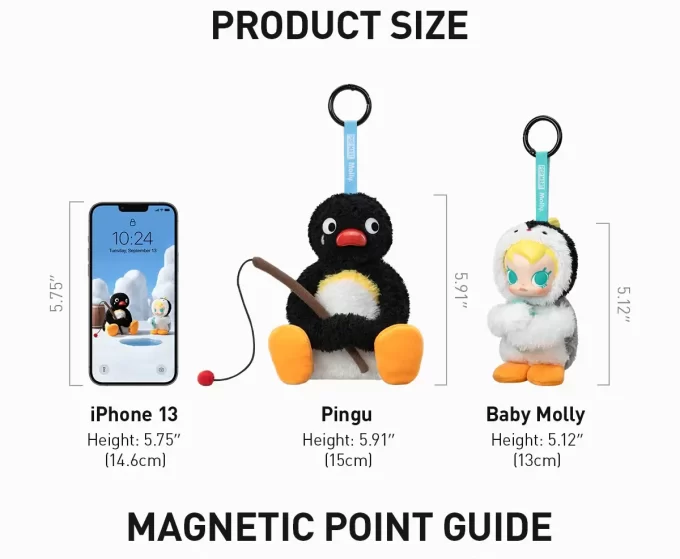 Baby Molly × Pingu Happy Fishing-serien – vinylplysjanheng – blindboks