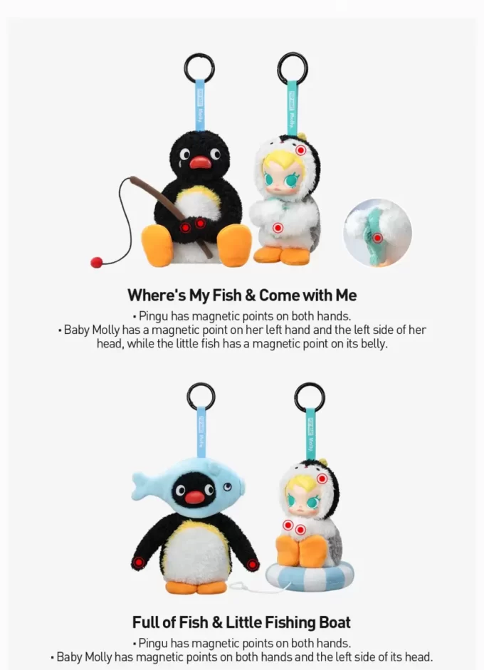 Baby Molly × Pingu Happy Fishing-serien – vinylplysjanheng – blindboks