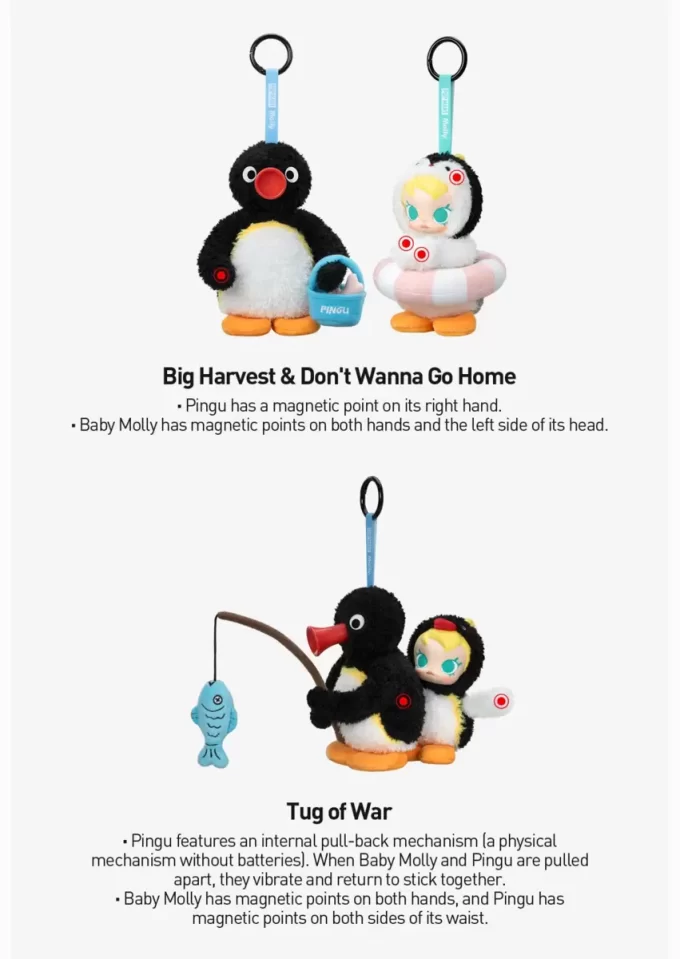 Baby Molly × Pingu Happy Fishing-serien – vinylplysjanheng – blindboks