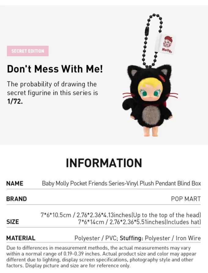 Baby Molly Pocket Friends-serien – Vinylplysj-anheng, blindboks