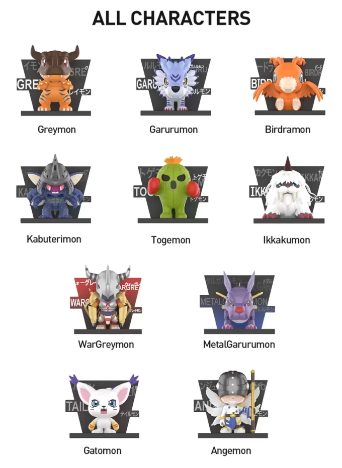 Digimon Adventure kjøleskapsmagnetseriefigurer
