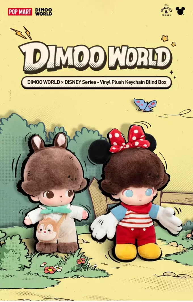 DIMOO WORLD × DISNEY-serien – vinylplysjnøkkelring – blindboks