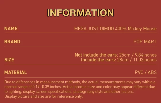 MEGA JUST DIMOO 400 % Mikke Mus
