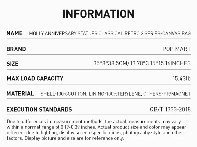 MOLLY jubileumsstatue klassisk retro 2-serie – lerretsveske