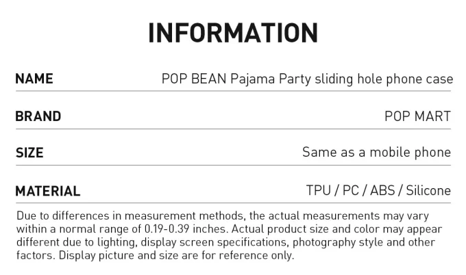 POP BEAN Pajama Party Skyvehullstelefondeksel
