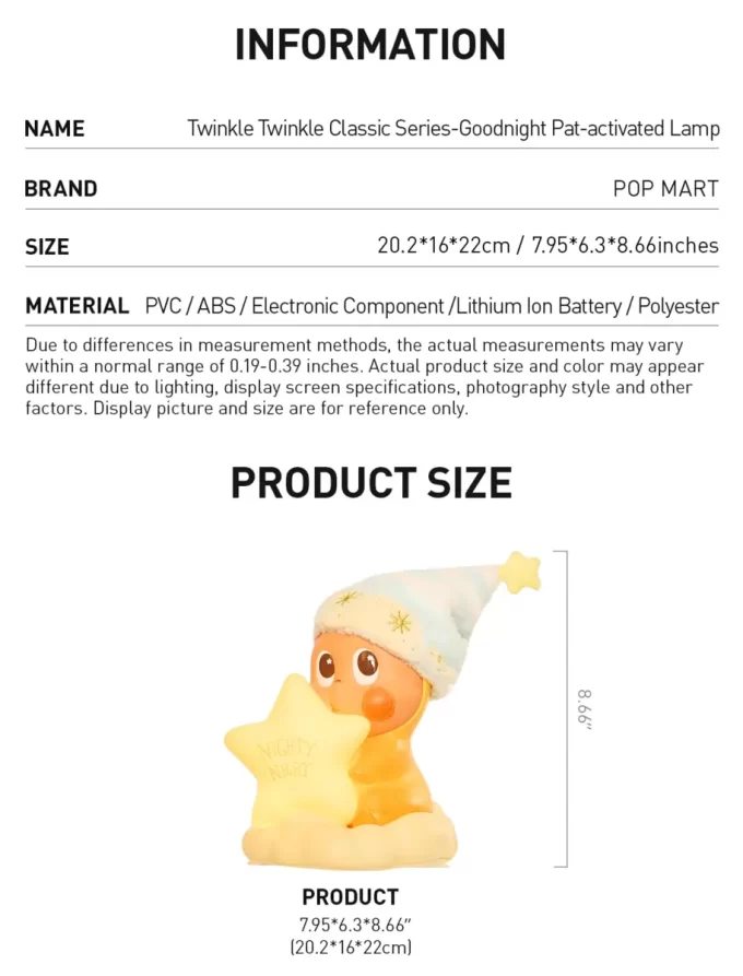 Twinkle Twinkle Classic-serien – Godnatt-klapp-aktivert lampe